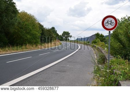 Main Road With No Bike Entry Sign