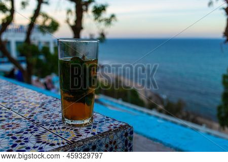 A Glass Of Tea In The Historic Hafa Coffee In Tangier