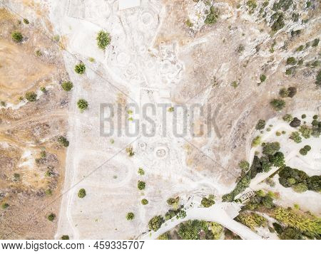 Aerial Bird's Eye View Of Unesco World Heritage Site Choirokoitia, Larnaca, Cyprus. View Of Khirokoi