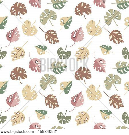 Vector Palm Leaves Background. Seamless Tropical Pattern. Exotic Design.