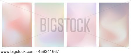 Pastel Aesthetic Mesh Gradient Set. Soft Blurry Backgrounds For Poster, Apps, Screen Themes.