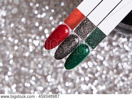 Festive Color Palettes Of Nail Gel Polish For Manicure And Pedicure Nails