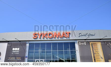 Majdan, Poland. 1 August 2022. Sign Sykomat. Company Signboard Sykomat.