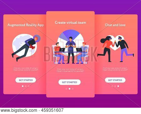 Coworking Mobile Screen Set With Interface And Tips Symbols Flat Isolated Vector Illustration