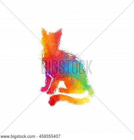Colorful Cat Vector Design Digital Art Pet Animal