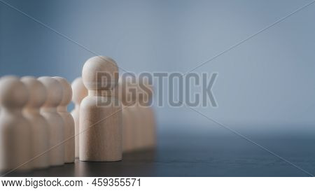 Wooden Doll On The Table Creative Leadership Concept, Business Team Creative