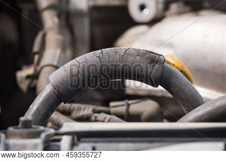Rubber Hose Cracked Engine End Of Life Condition Is Dangerous,soft Focus,selected Focus,shallow Dept