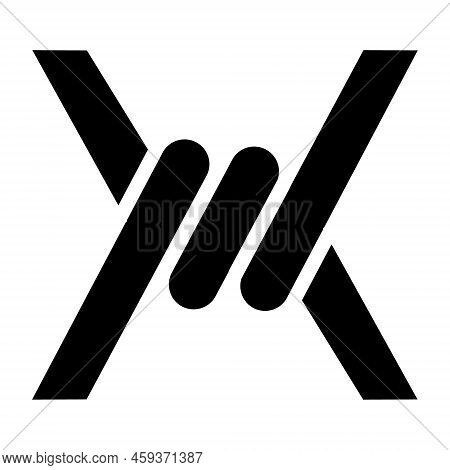 Barbed Wire Vector Glyph Icon Isolated On White Background. Barbed Wire Stock Vector Icon For Web, M