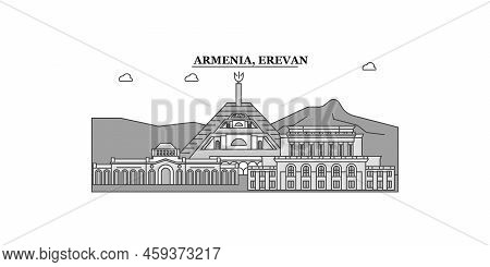 Armenia, Erevan City Skyline Isolated Vector Illustration, Icons