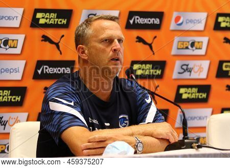 Kyiv, Ukraine - August 10, 2021: Genk Manager John Van Den Brom Attends The Press-conference Before 