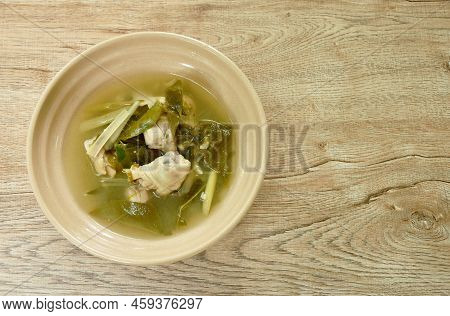 Boiled Chicken And Bone With Cowa Leaf Tom Yum Soup On Bowl