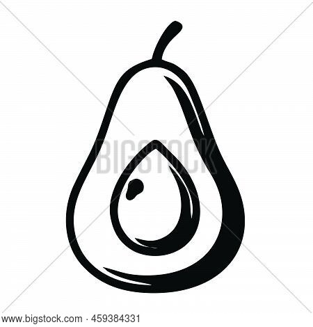 Avocado Icon. Half Avocado Isolated On A White Background. Linear Avocado Symbol For Logo, Web, App,