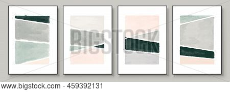 Set Of Abstract Hand Painted Illustrations For Wall Decoration, Postcard, Social Media Banner, Broch