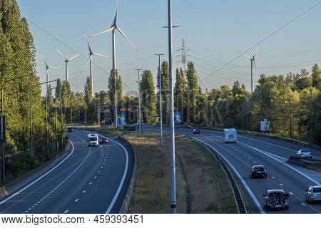 Ekeren, Belgium, August 2022: View On A12 Highway In Ekeren, Vincinity Of Antwerp, Belgium.
