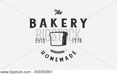 Bread, Bakery Logo. Bakery Vintage Logo With Tost Bread And Wheat Icon. Vector Illustration