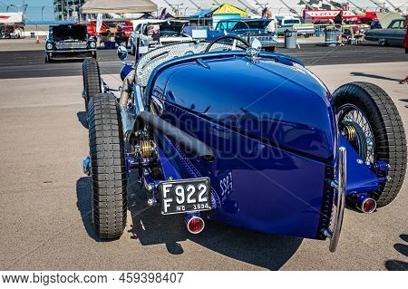 Lebanon, Tn - May 13, 2022:  High Perspective Rear Corner View Of A Customized 1934 Miller V16 Racec