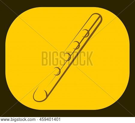 Little Cute Flute Drawn With Lines. Vector.