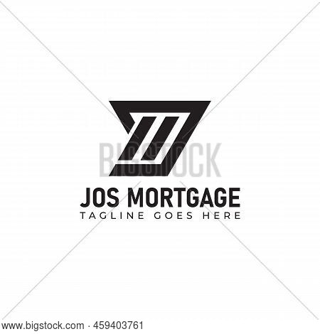 Abstract Initial Letter Jm Or Mj Logo In Black Color Isolated In White Background Applied For Mortga