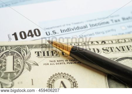 Tax Form 1040 U.s. Individual Income Tax Return, Business Finance Concept.