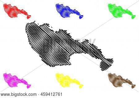 Vir Island (republic Of Croatia, Adriatic Sea) Map Vector Illustration, Scribble Sketch Vir Map
