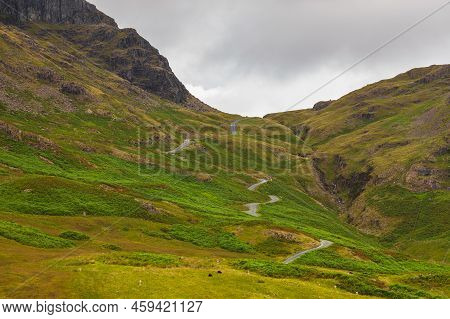 View Of The Hardknott Pass, Hill Pass Between Eskdale And The Duddon Valley In The Lake District Nat