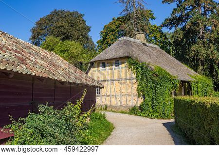 Traditional Half Timbered House In The Old Town Of Aarhus, Denmark