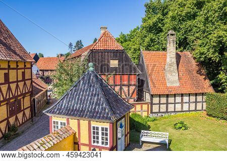Colorful Historic Buildings In The Old Town Of Aarhus, Denmark