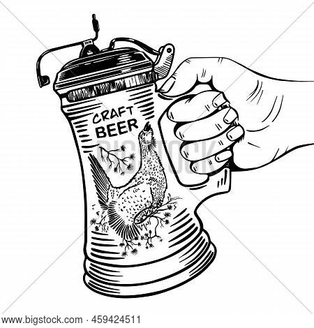 Pint Of Beer Sketch Hand Drawn Vector