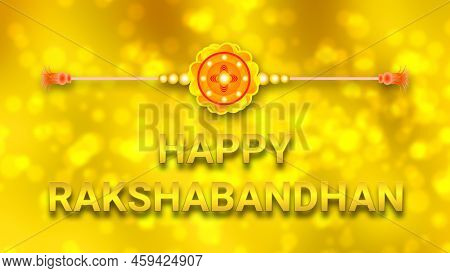 Happy Rakshabandhan Background On Golden Background With Rakhi. This Festival Celebrate In India For