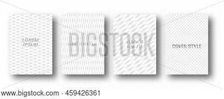 Set Of Modern Geometric Linear Abstract Backgrounds. Monochrome Layout Of Patterns For Laptop, Busin