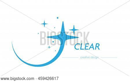 Glitter With Sparks. A Shining Star. A Symbol Of Cleanliness And Cleaning. Company Logo Template. Fl