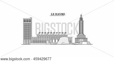 France, Le Havre City Skyline Isolated Vector Illustration, Icons