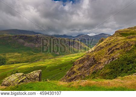 View Of The Hardknott Pass, Hill Pass Between Eskdale And The Duddon Valley In The Lake District Nat