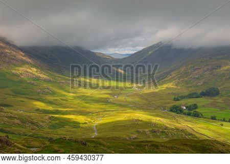 View Of The Hardknott Pass, Hill Pass Between Eskdale And The Duddon Valley In The Lake District Nat