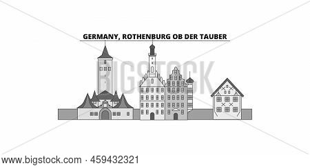 Germany, Rothenburg Ob Der Tauber City Skyline Isolated Vector Illustration, Icons