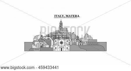 Italy, Matera City Skyline Isolated Vector Illustration, Icons