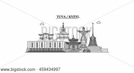 Russia, Kyzyl City Skyline Isolated Vector Illustration, Icons