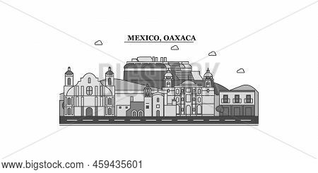 Mexico, Oaxaca City Skyline Isolated Vector Illustration, Icons