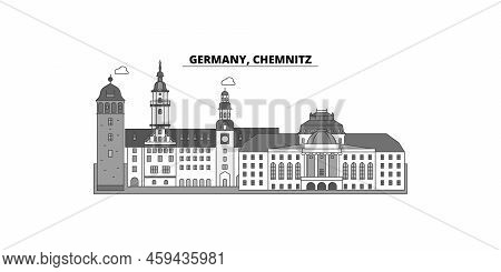 Germany, Chemnitz City Skyline Isolated Vector Illustration, Icons