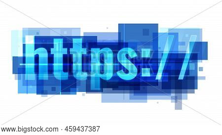 Abstract Blue Color Textured Concept With Large Https Prefix Title In The Center