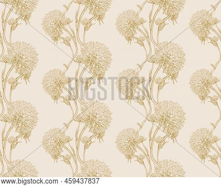 Floral Seamless Pattern Design For Fabric Or Wallpaper Print. Flower Vector Textile Decoration. Natu