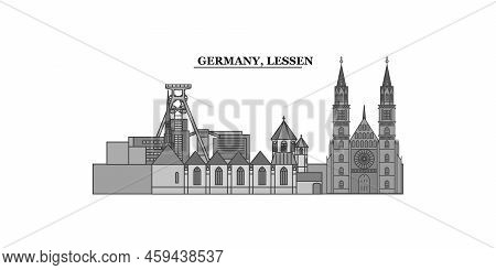 Germany, Lessen City Skyline Isolated Vector Illustration, Icons