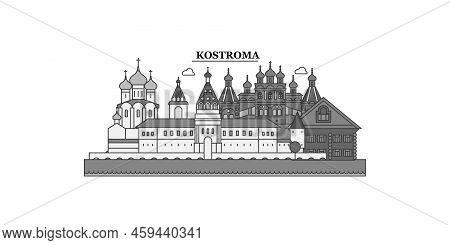 Russia, Kostroma City Skyline Isolated Vector Illustration, Icons