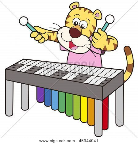 Tegneserie Tiger spiller en vibrafon