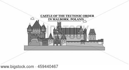 Poland, Malbork City Skyline Isolated Vector Illustration, Icons