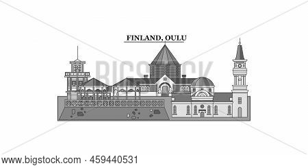 Finland, Oulu City Skyline Isolated Vector Illustration, Icons