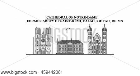 France, Reims City Skyline Isolated Vector Illustration, Icons