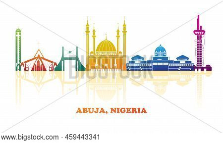 Colourfull Skyline Panorama Of City Of Abuja, Nigeria - Vector Illustration