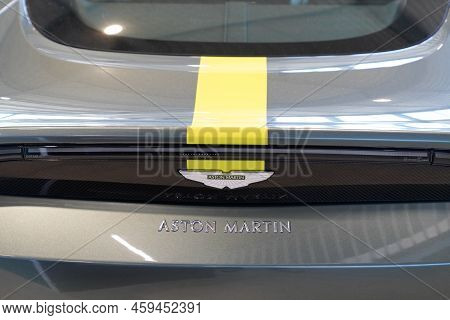 Bordeaux , Aquitaine  France - 07 28 2022 : Aston Martin Car Logo Sign And Brand Text On Rear Sporty