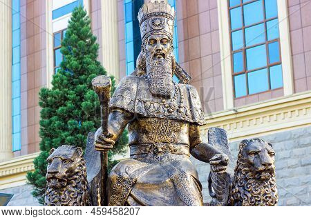 Dushanbe, Tajikistan - July 2, 2022: The Bronze Statue Of Cyrus The Great (cyrus The Elder) The Foun